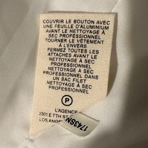 NWT L'Agence Size 8 Off White Gold Lila Boxy Preppy Luxury Crop Cotton Blazer - Picture 9 of 11